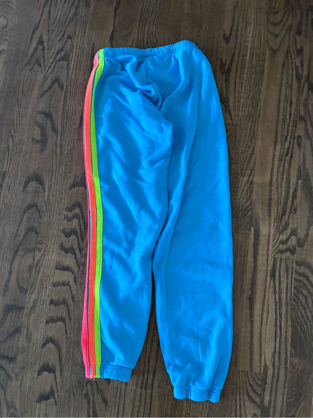Aviator Nation Bright Blue Track Pants with Pink & Royal Side Stripes View 5